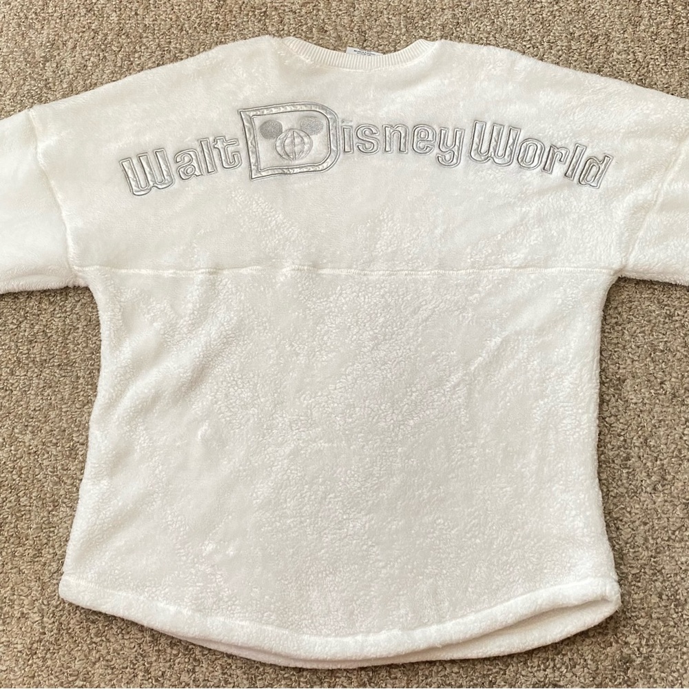 Walt Disney World Spirit Jersey X Large White Silver Fleece Pullover Sweater - Picture 1 of 11